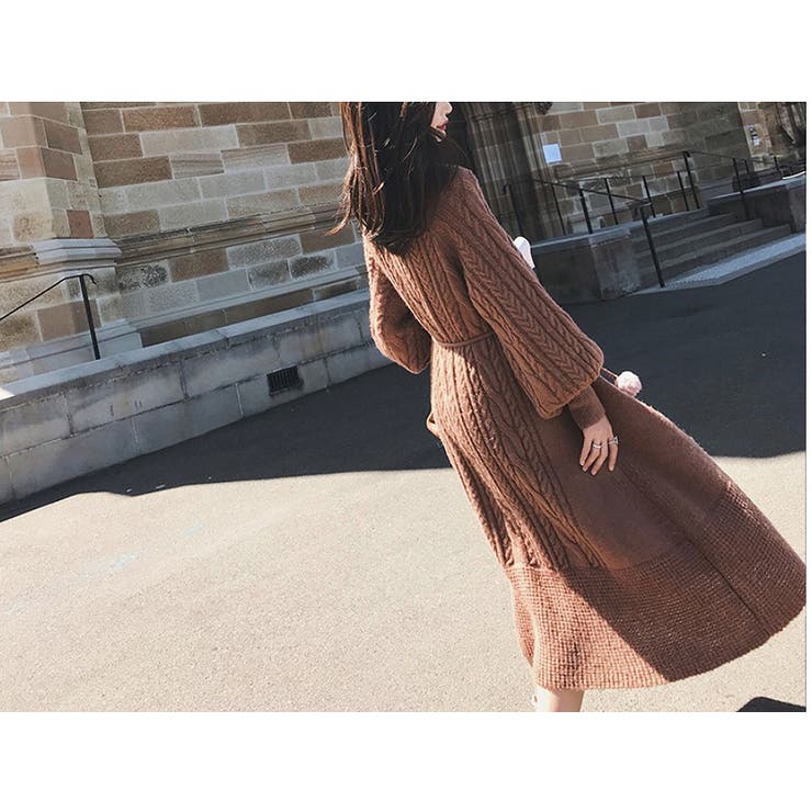 ケーブルニットワンピース【韓国ファッション】[品番：ZJ000010500