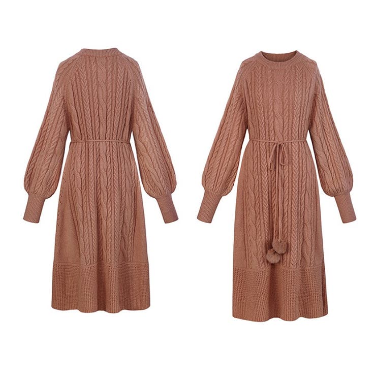 ケーブルニットワンピース【韓国ファッション】[品番：ZJ000010500