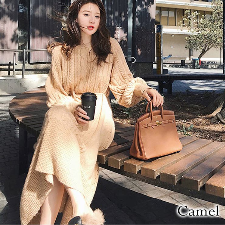 ケーブルニットワンピース【韓国ファッション】[品番：ZJ000010500