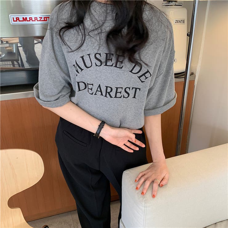 グレー | バックロゴビッグシルエットTシャツ【韓国ファッション】 | Girly Doll