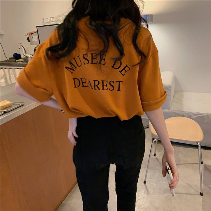 バックロゴビッグシルエットTシャツ【韓国ファッション】[品番
