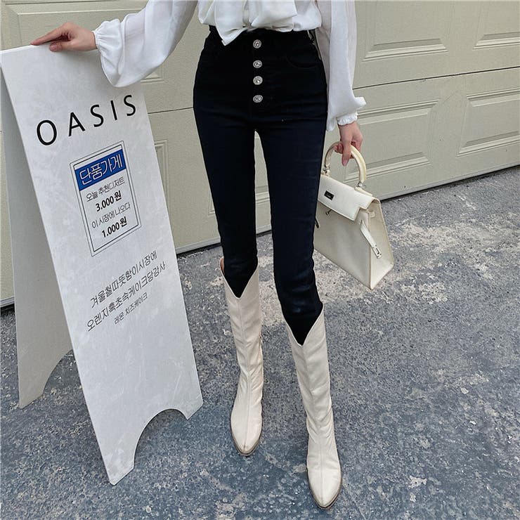 21春夏商品 ハイウエスト3連ボタンスキニーデニム 韓国ファッション 品番 Zj Girly Doll ガーリードール の レディースファッション通販 Shoplist ショップリスト