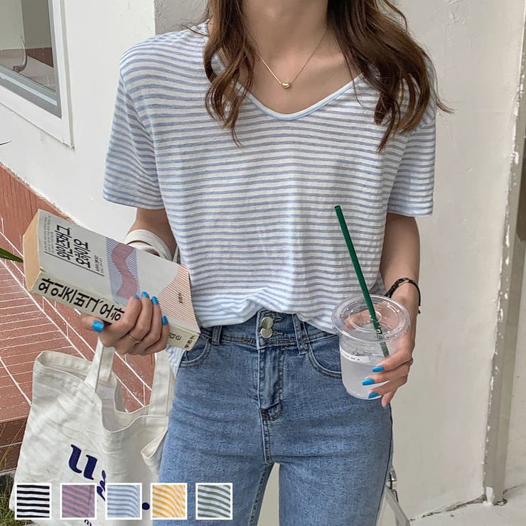 ボーダーvネックtシャツ 品番 Zj Girly Doll ガーリードール のレディース ファッション通販 Shoplist ショップリスト