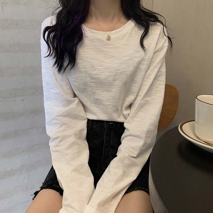 スラブコットンロングTシャツ【韓国ファッション】 | Doula Doula | 詳細画像11 