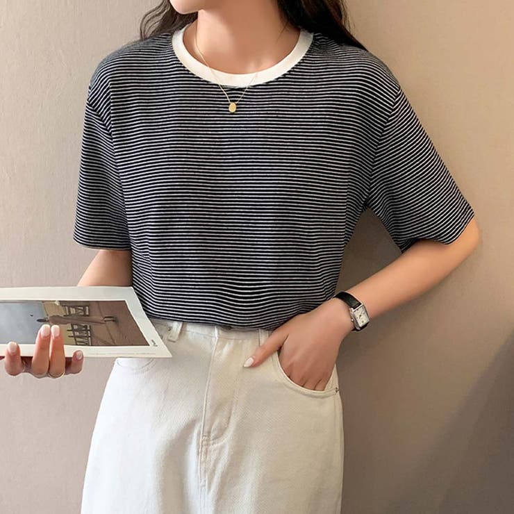 ボーダーカットTシャツ【韓国ファッション】 | Doula Doula | 詳細画像4 