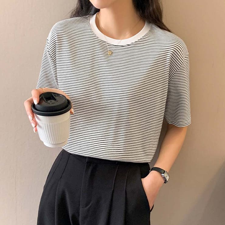 ボーダーカットTシャツ【韓国ファッション】 | Doula Doula | 詳細画像6 