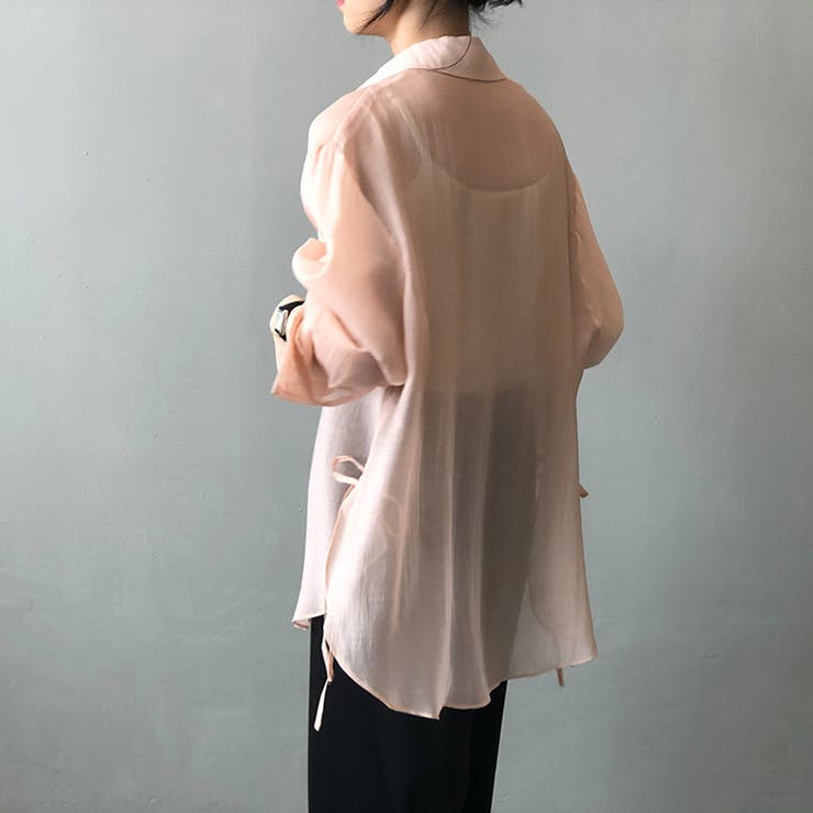 サイドリボンオーバーサイズシアーシャツ【韓国ファッション】 | Girly Doll | 詳細画像11 