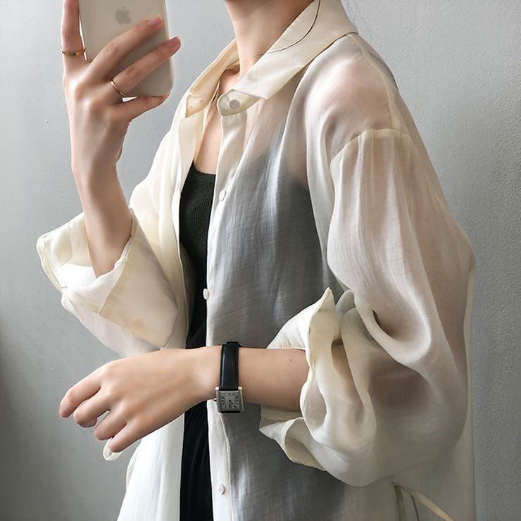 サイドリボンオーバーサイズシアーシャツ【韓国ファッション】 | Girly Doll | 詳細画像14 