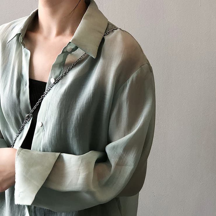 サイドリボンオーバーサイズシアーシャツ【韓国ファッション】 | Girly Doll | 詳細画像18 