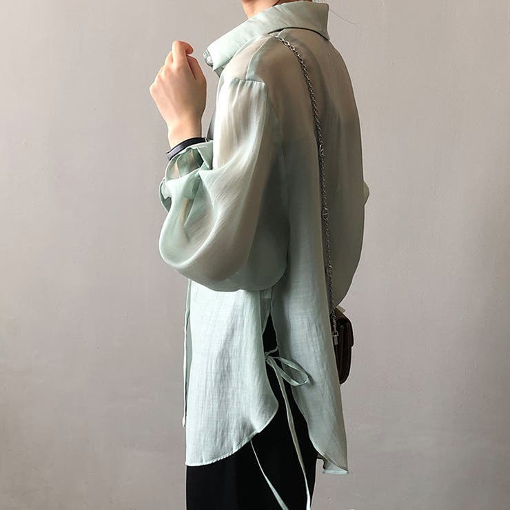 サイドリボンオーバーサイズシアーシャツ【韓国ファッション】 | Girly Doll | 詳細画像19 