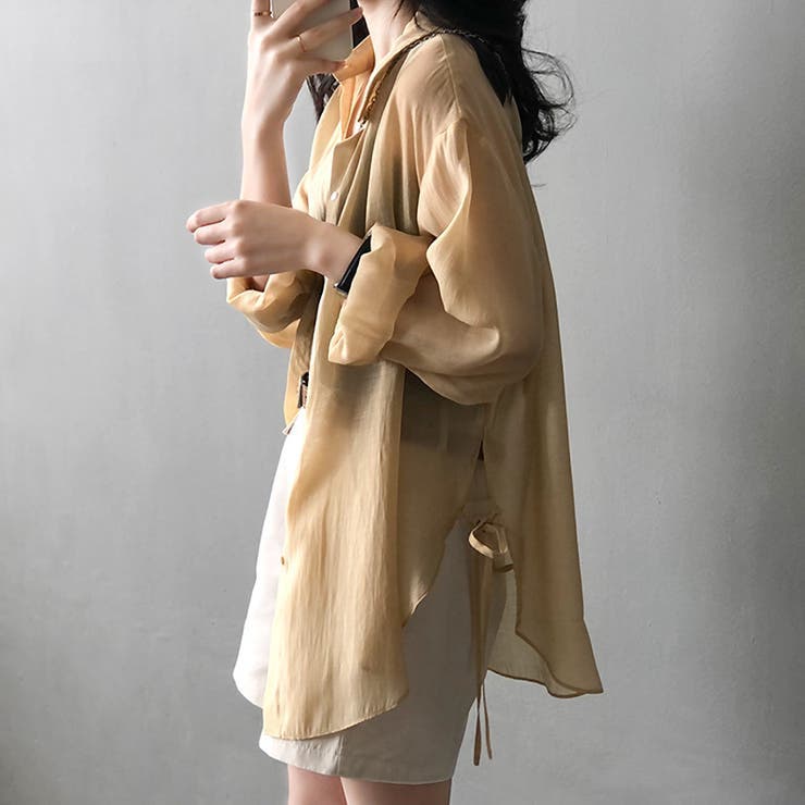 サイドリボンオーバーサイズシアーシャツ【韓国ファッション】 | Girly Doll | 詳細画像24 