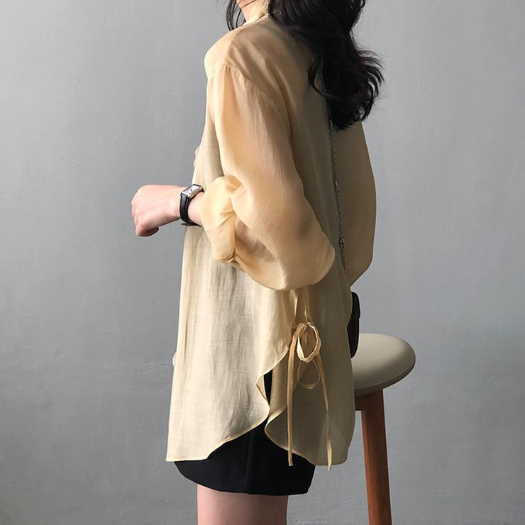 サイドリボンオーバーサイズシアーシャツ【韓国ファッション】 | Girly Doll | 詳細画像25 