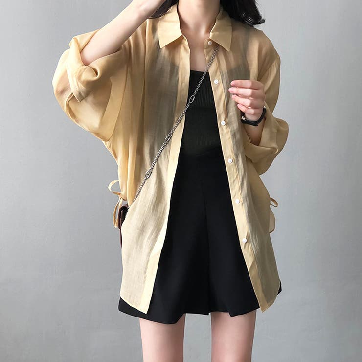 サイドリボンオーバーサイズシアーシャツ【韓国ファッション】 | Girly Doll | 詳細画像26 