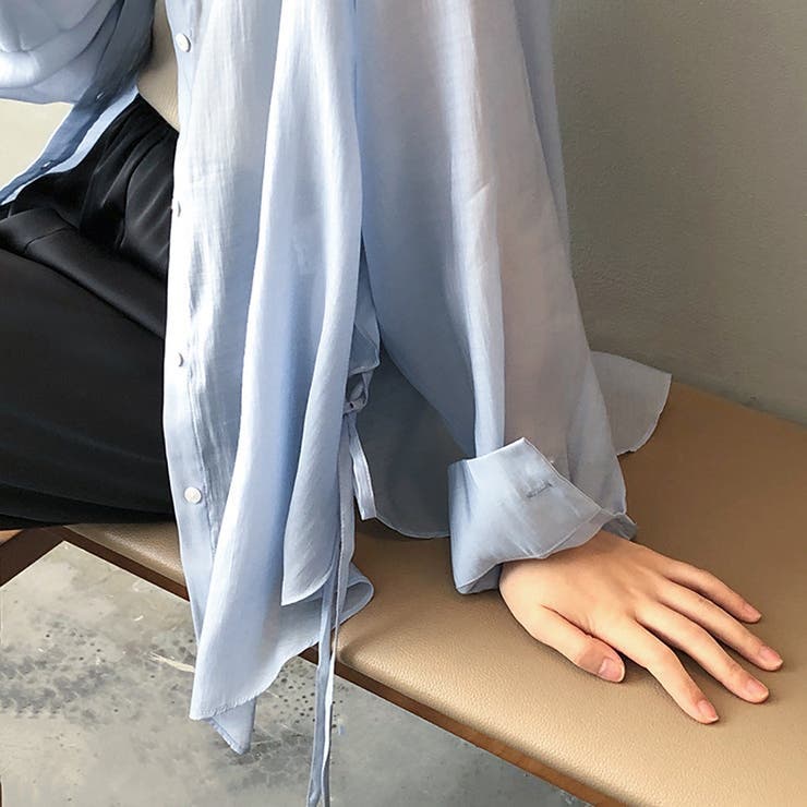 サイドリボンオーバーサイズシアーシャツ【韓国ファッション】 | Girly Doll | 詳細画像32 