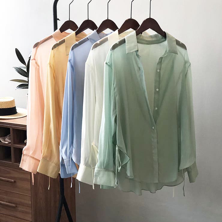 サイドリボンオーバーサイズシアーシャツ【韓国ファッション】 | Girly Doll | 詳細画像35 