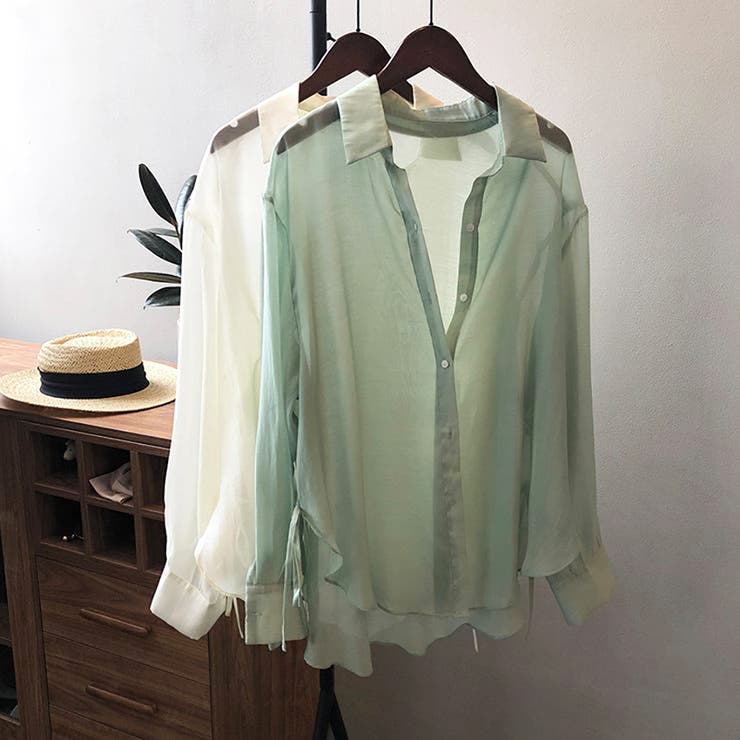 サイドリボンオーバーサイズシアーシャツ【韓国ファッション】 | Girly Doll | 詳細画像39 