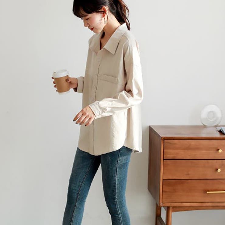 切り替えデザインドロップショルダーカジュアルシャツ【韓国ファッション】 | Girly Doll | 詳細画像2 