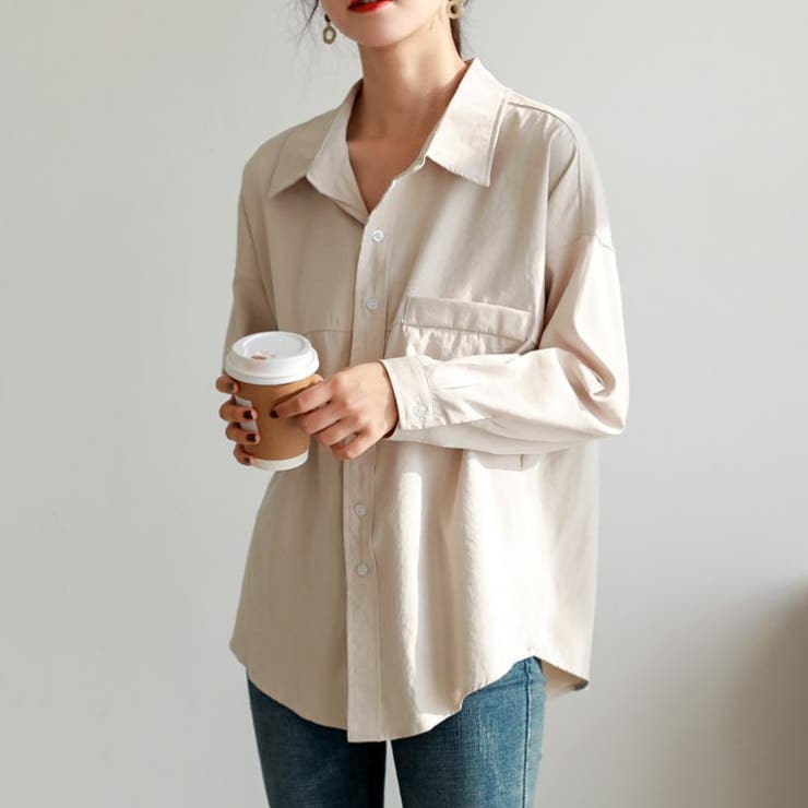 切り替えデザインドロップショルダーカジュアルシャツ【韓国ファッション】 | Girly Doll | 詳細画像4 