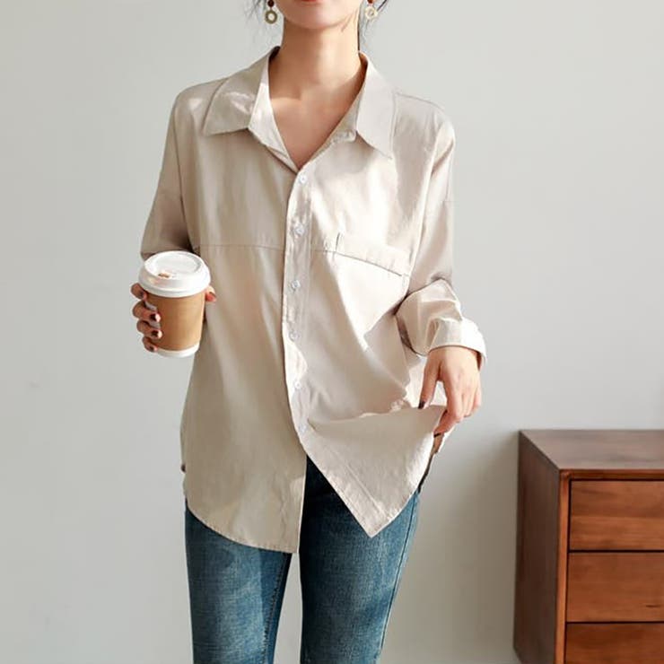 切り替えデザインドロップショルダーカジュアルシャツ【韓国ファッション】 | Girly Doll | 詳細画像7 