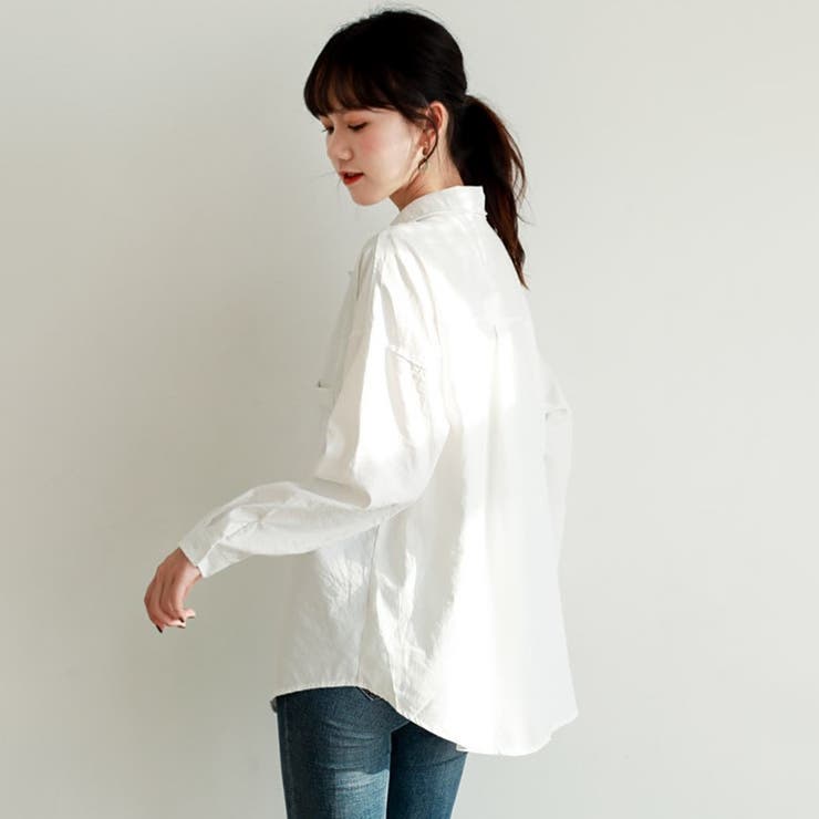 切り替えデザインドロップショルダーカジュアルシャツ【韓国ファッション】 | Girly Doll | 詳細画像8 