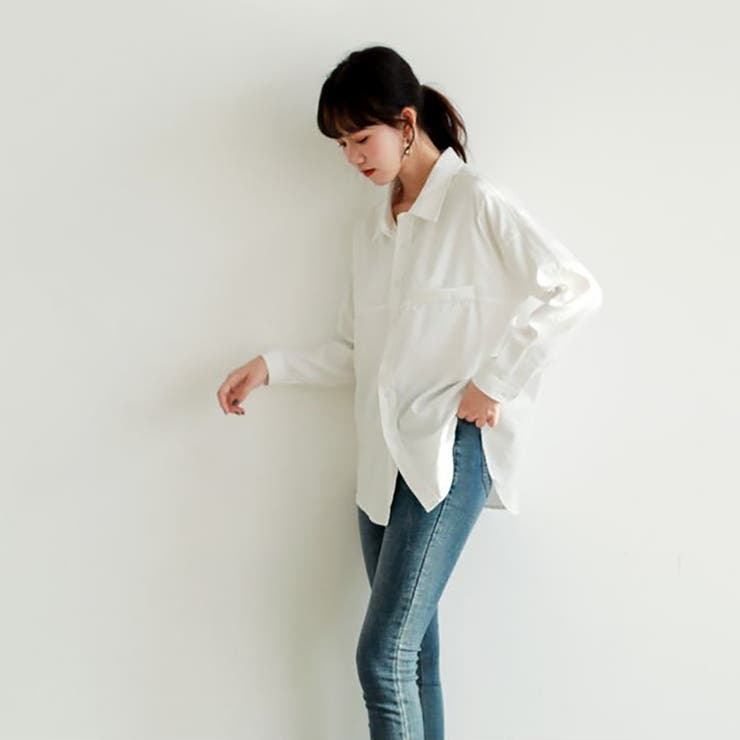 切り替えデザインドロップショルダーカジュアルシャツ【韓国ファッション】 | Girly Doll | 詳細画像9 