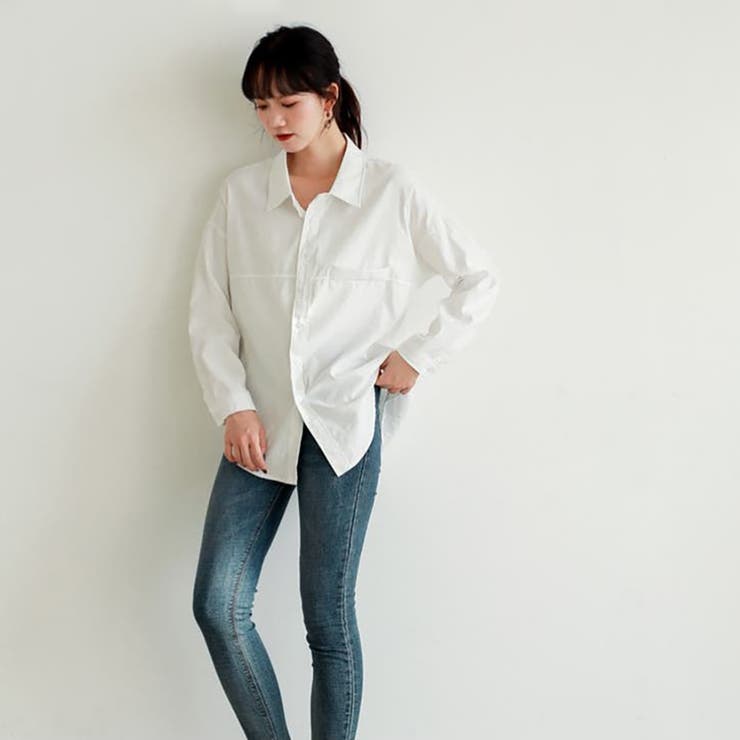 切り替えデザインドロップショルダーカジュアルシャツ【韓国ファッション】 | Girly Doll | 詳細画像10 