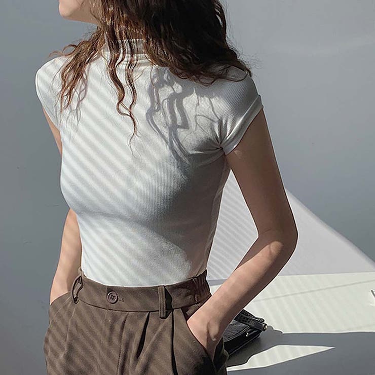 ボトルネックフレンチスリーブタイトリブカットトップス【韓国ファッション】 | Girly Doll | 詳細画像17 