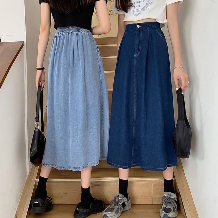 ハイウエストフレアデニムスカート【韓国ファッション】 | Doula Doula | 詳細画像4 