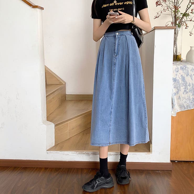 ハイウエストフレアデニムスカート【韓国ファッション】 | Doula Doula | 詳細画像10 