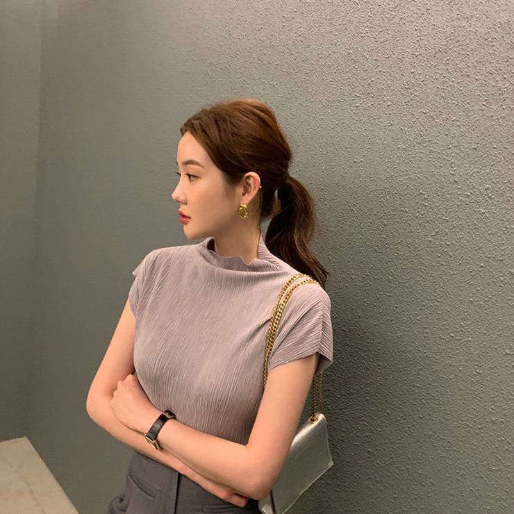 ボトルネックフレンチスリーブプリーツトップス【韓国ファッション】 | Doula Doula | 詳細画像2 