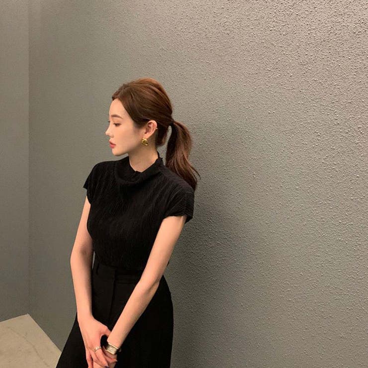 ボトルネックフレンチスリーブプリーツトップス【韓国ファッション】 | Doula Doula | 詳細画像14 