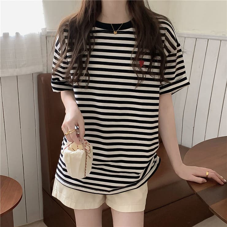 ☆韓国の人気☆【I AM MARI】☆Toar collar striped T-shir.t☆ Ami Ami de Coeur Striped T-Shirt | Liberty