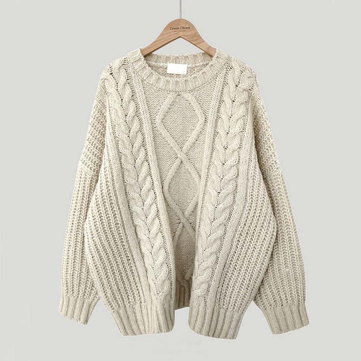 HEILIS（ヘイリス）の「ケーブル編クルーネックニット