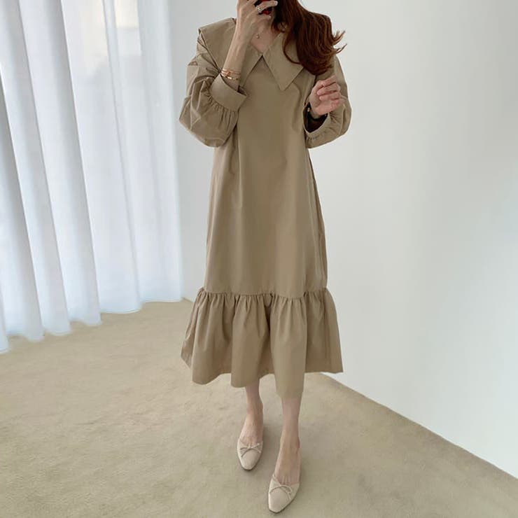 新品　fit more チュールフリルセーラーカラー　ワンピース　ロング 新品 fit more チュールフリルセーラーカラー ワンピース ロング