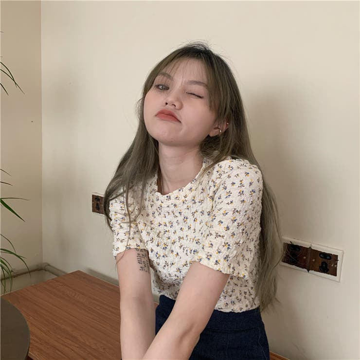 フラワープリントワッシャーTシャツ【韓国ファッション】【春夏新商品】 | Doula Doula | 詳細画像6 