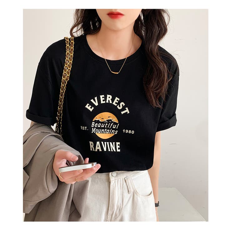 EVEREST RAVUNE Tシャツ【韓国ファッション】[品番:DOUW0005401 EVEREST RAVUNE Tシャツ【韓国ファッション】[品番:DOUW0005401