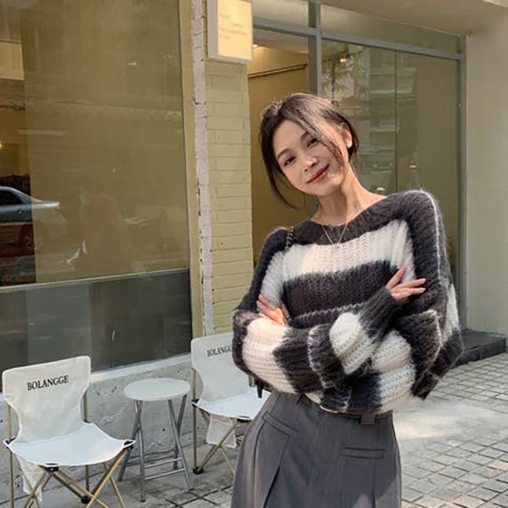 DIESEL ボーダーニット ダメージカット加工 モヘア混30％ Y2K DIESEL