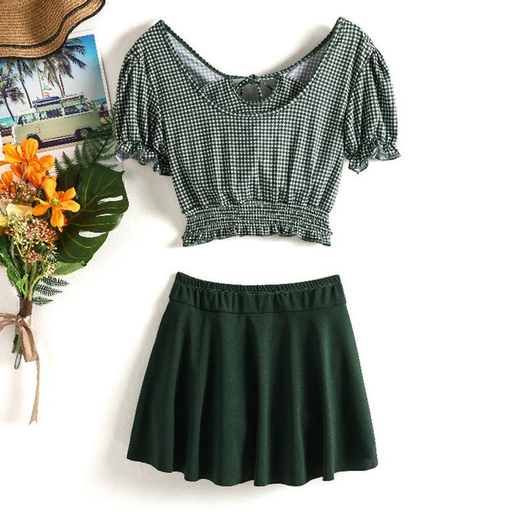 パフスリーブが可愛い。パフスリフレアスカート水着セット | Doula Doula | 詳細画像6 