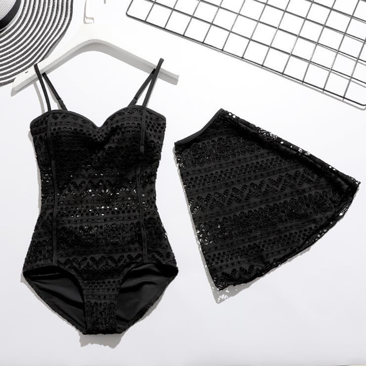ワンピース水着カバーアップセット スカートタイプ レース レースレディース Lace Ladies カバーアップ スカート付きビキニ