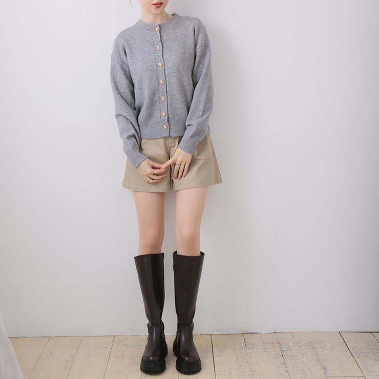 ハートボタンニットカーディガン[品番：ZJ000022987]｜Girly