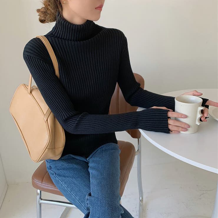 タートルネックロングスリーブリブニット【韓国ファッション】 | Girly Doll | 詳細画像3 
