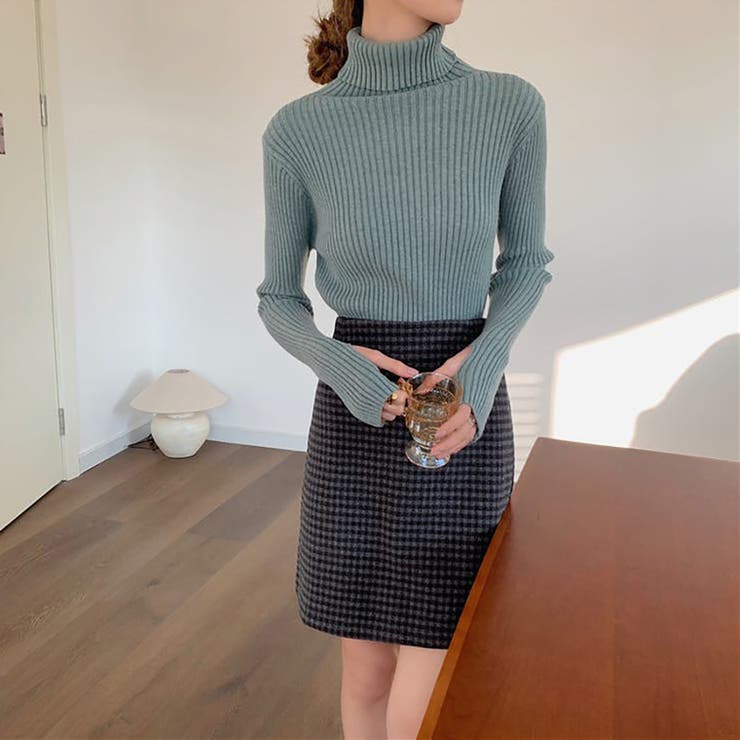 タートルネックロングスリーブリブニット【韓国ファッション】 | Girly Doll | 詳細画像5 