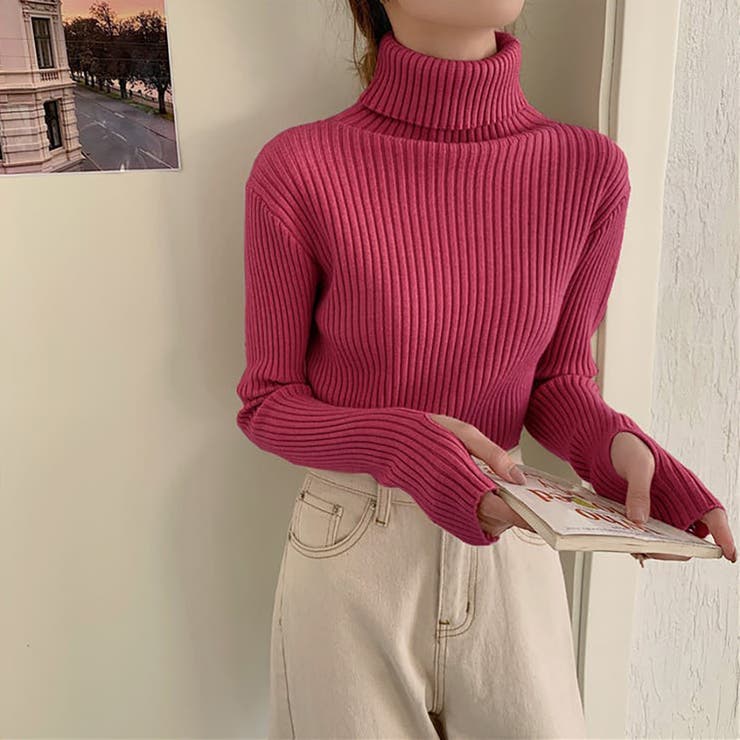 タートルネックロングスリーブリブニット【韓国ファッション】 | Girly Doll | 詳細画像7 