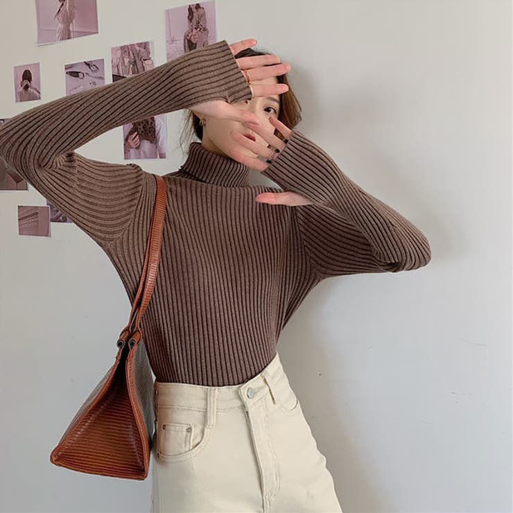 タートルネックロングスリーブリブニット【韓国ファッション】 | Girly Doll | 詳細画像8 