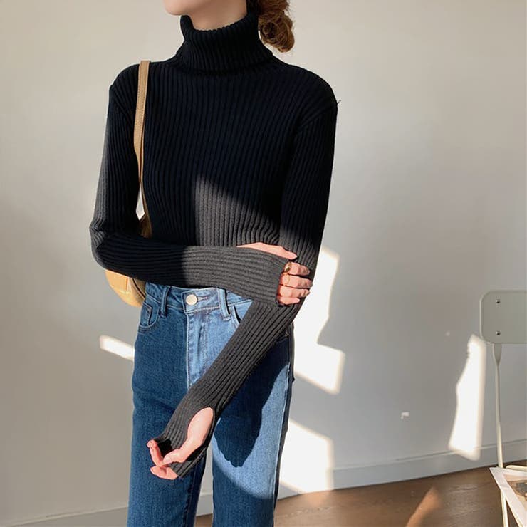タートルネックロングスリーブリブニット【韓国ファッション】 | Girly Doll | 詳細画像13 