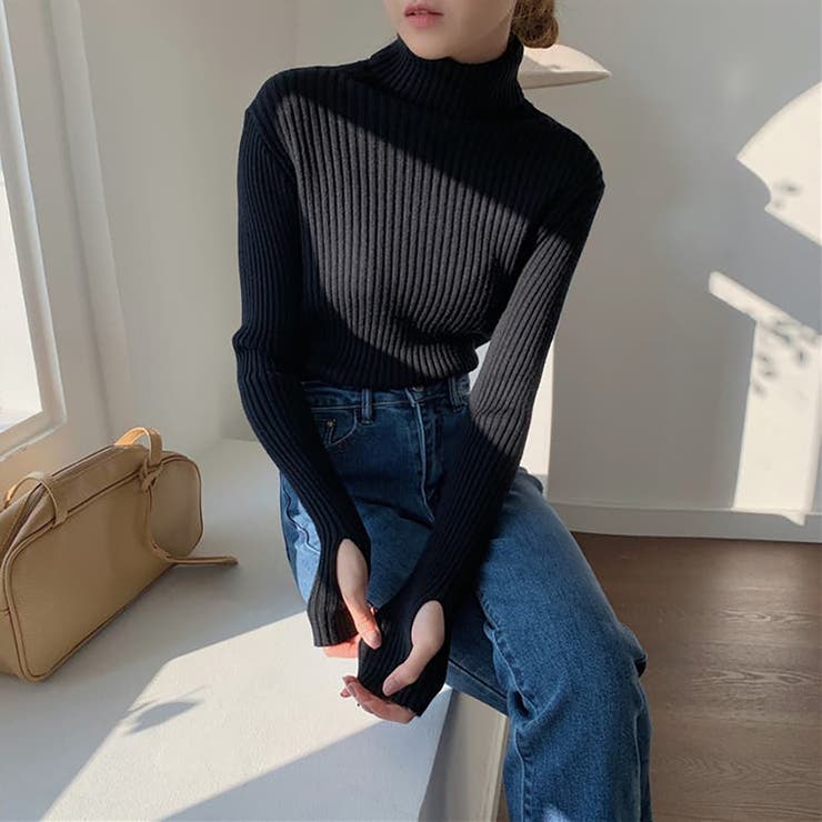 タートルネックロングスリーブリブニット【韓国ファッション】 | Girly Doll | 詳細画像17 