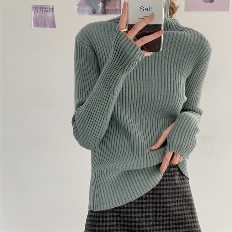 タートルネックロングスリーブリブニット【韓国ファッション】 | Girly Doll | 詳細画像20 