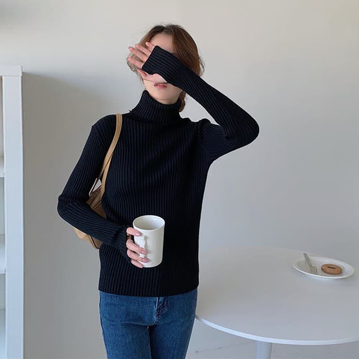 タートルネックロングスリーブリブニット【韓国ファッション】 | Girly Doll | 詳細画像24 