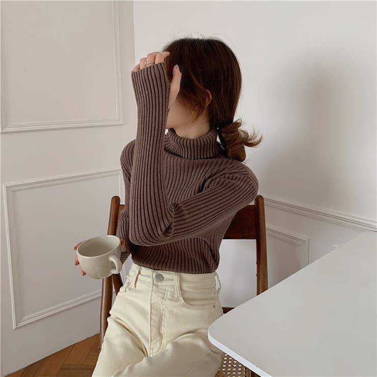 タートルネックロングスリーブリブニット【韓国ファッション】 | Girly Doll | 詳細画像25 