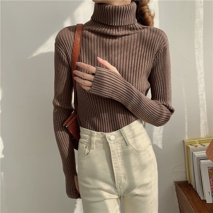 タートルネックロングスリーブリブニット【韓国ファッション】 | Girly Doll | 詳細画像26 